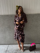 Load image into Gallery viewer, Vintage Y2K Sophia Pigozzi Pleated Flower Brown Suit