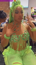 Load image into Gallery viewer, Green Beaded Two Piece Costume & Tail Feathers