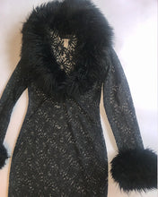 Load image into Gallery viewer, Catwalk Collection Black Lace Sheepskin Maxi Dress
