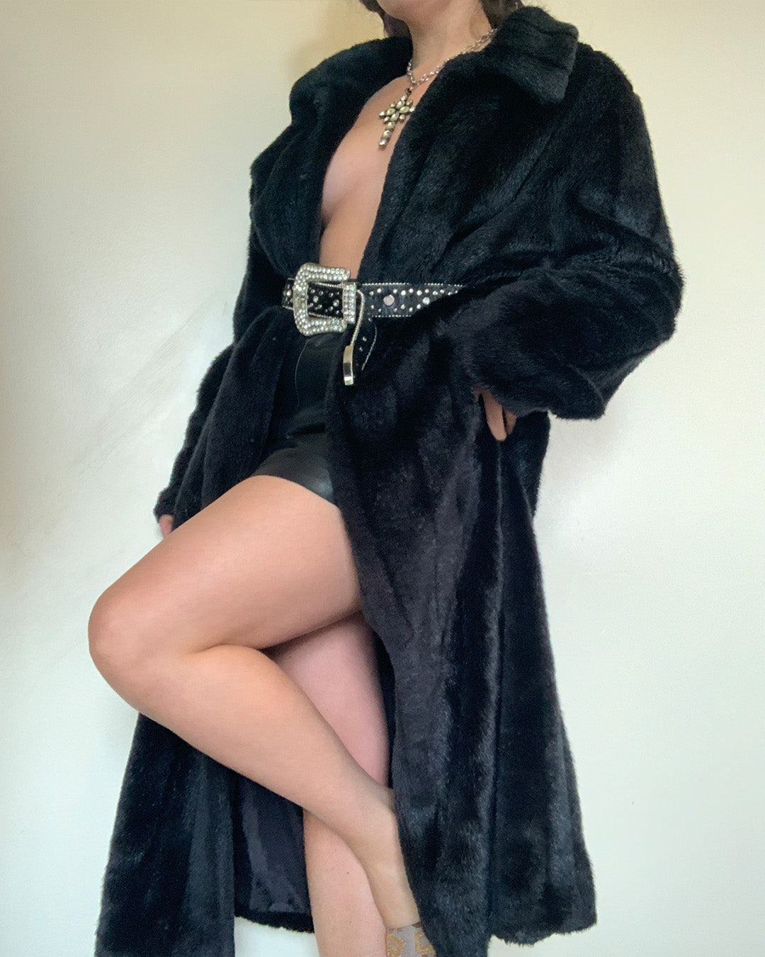 Vintage Y2K Floor Length Faux Fur Coat