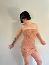 Load image into Gallery viewer, Vintage Studded Nude Bandage Dress.

