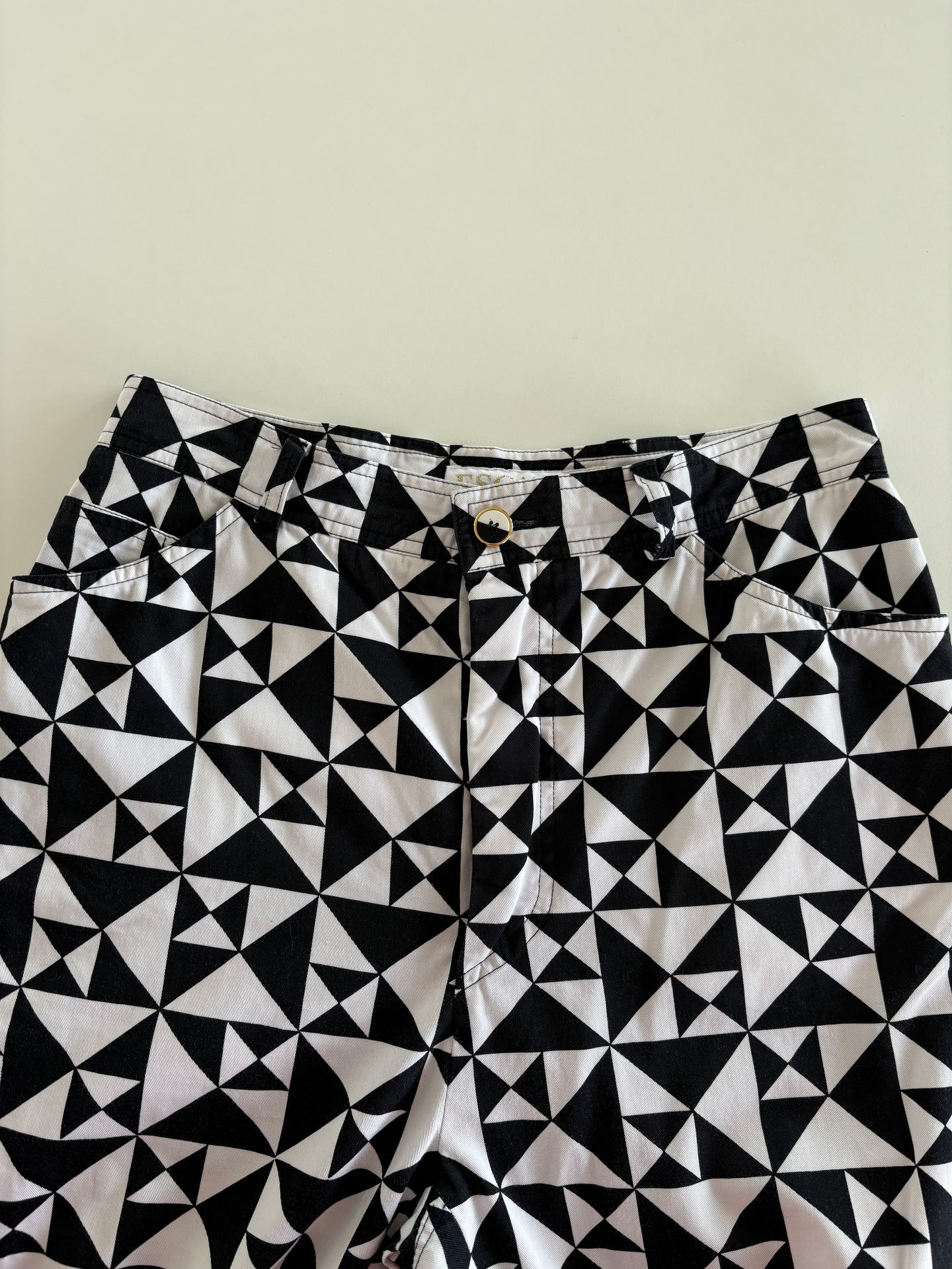 Vintage 90s Escada Black & White Block Check Trousers
