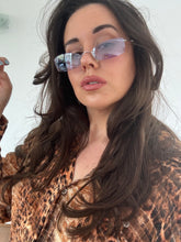 Load image into Gallery viewer, Vintage Y2K purple visor micro Sunglasses
