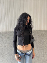 Load image into Gallery viewer, Vintage Y2K Black Mesh Lace Up Top
