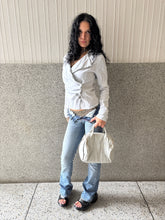 Load image into Gallery viewer, Vintage Y2K Grey Rouched Wrap Blouse Top
