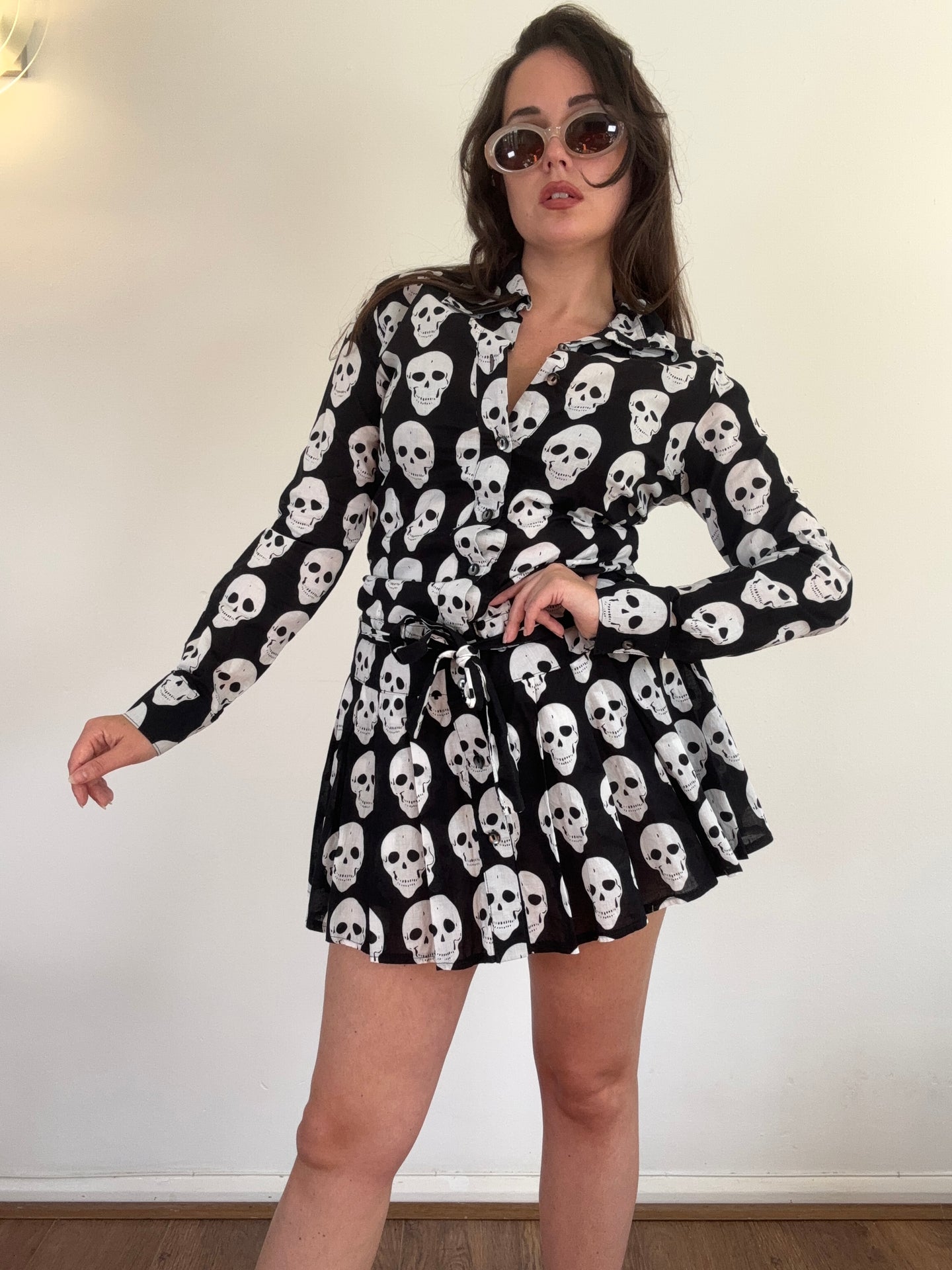 Vintage Y2K Wheels & Dollbaby Skull Print Dress