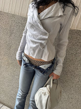 Load image into Gallery viewer, Vintage Y2K Grey Rouched Wrap Blouse Top

