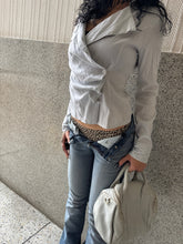 Load image into Gallery viewer, Vintage Y2K Grey Rouched Wrap Blouse Top
