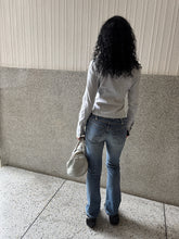 Load image into Gallery viewer, Vintage Y2K Grey Rouched Wrap Blouse Top
