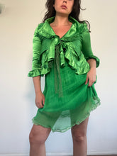 Load image into Gallery viewer, Vintage Y2K Emerald Green Dress &amp; Cardigan
