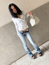 Load image into Gallery viewer, Vintage Y2K Grey Rouched Wrap Blouse Top
