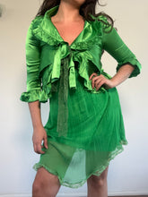 Load image into Gallery viewer, Vintage Y2K Emerald Green Dress &amp; Cardigan
