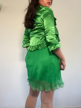 Load image into Gallery viewer, Vintage Y2K Emerald Green Dress &amp; Cardigan

