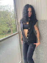 Load image into Gallery viewer, Vintage Y2K Black Denim Overall Button Down Jumpsuit
