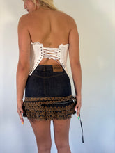 Load image into Gallery viewer, Vintage Y2K Moschino Denim Embroidery Anglaise Frill Skirt
