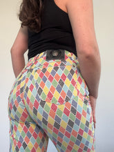 Load image into Gallery viewer, Vintage Versace 90s rave multi coloured harlequin check denim Jeans
