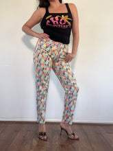 Load image into Gallery viewer, Vintage Versace 90s rave multi coloured harlequin check denim Jeans
