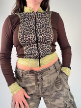 Load image into Gallery viewer, Vintage Y2K leopard print mesh lace zip through hoody top
