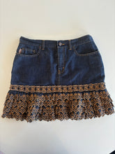 Load image into Gallery viewer, Vintage Y2K Moschino Denim Embroidery Anglaise Frill Skirt
