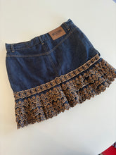 Load image into Gallery viewer, Vintage Y2K Moschino Denim Embroidery Anglaise Frill Skirt

