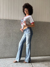 Load image into Gallery viewer, Vintage Y2K Double Layered Jean Pin Stripe Split Flare Jeans
