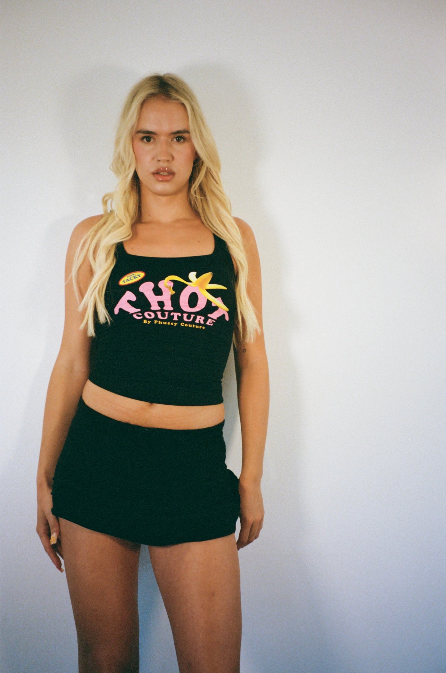Vintage Y2K Black Jersey Mini Skirt