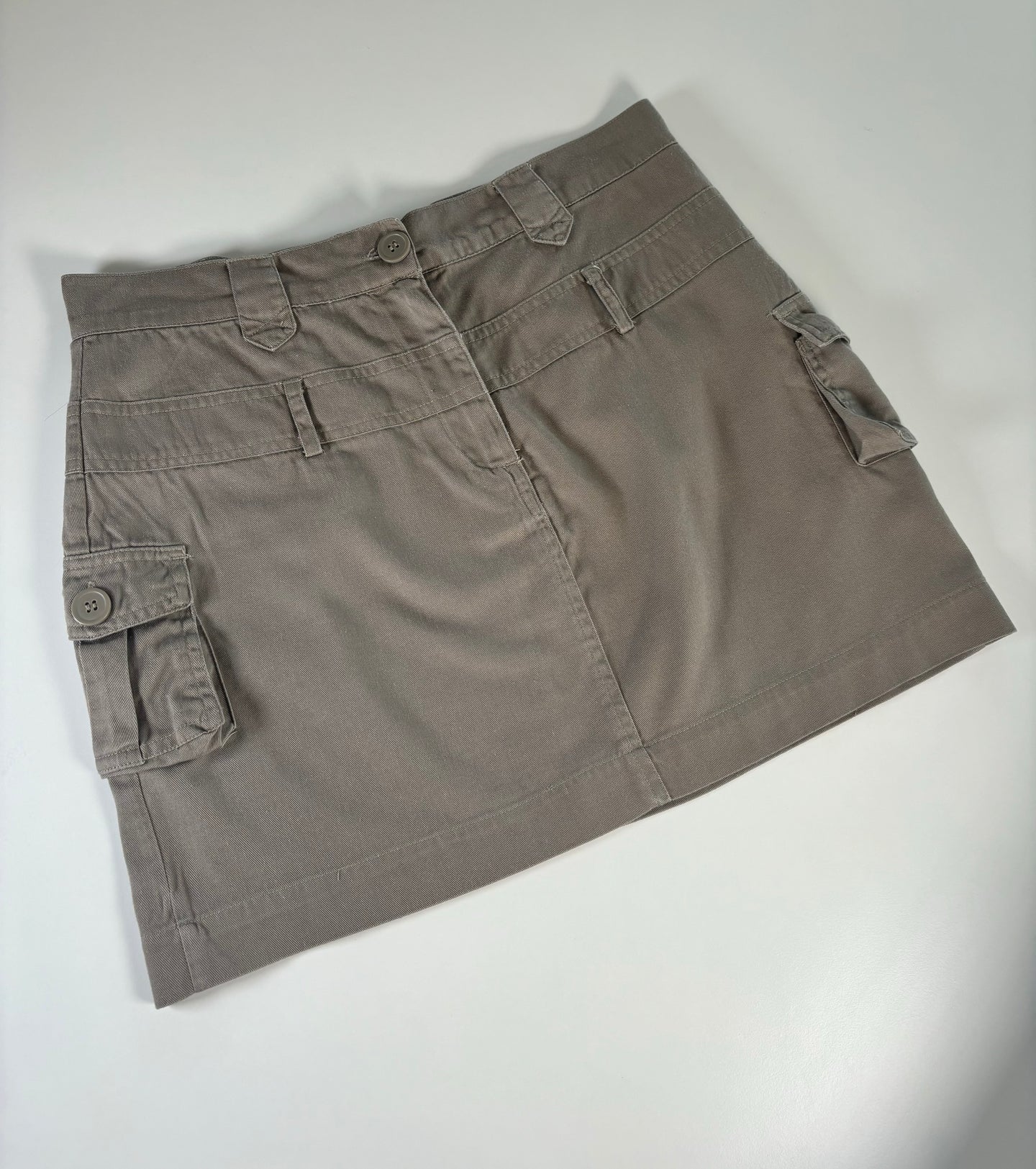 Vintage Y2K Khaki Cargo Mini Skirt