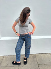 Load image into Gallery viewer, Vintage Y2K Denim Crop Cargo Jeans

