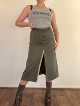Load image into Gallery viewer, Vintage Y2K Khaki Cargo Midi Skirt
