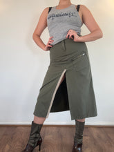 Load image into Gallery viewer, Vintage Y2K Khaki Cargo Midi Skirt
