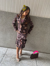 Load image into Gallery viewer, Vintage Y2K  Sophia Pigozzi Pleated Flower Brown Suit
