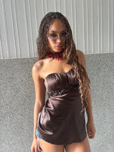 Load image into Gallery viewer, Vintage Y2K Brown Satin Beaded Boob Tube Top
