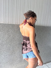 Load image into Gallery viewer, Vintage Y2K Brown Satin Beaded Boob Tube Top
