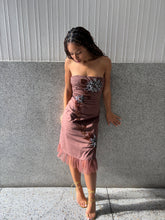 Load image into Gallery viewer, Vintage Y2K Brown Leopard Print Beaded Boob Tube Dress
