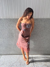 Load image into Gallery viewer, Vintage Y2K Brown Leopard Print Beaded Boob Tube Dress
