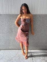 Load image into Gallery viewer, Vintage Y2K Brown Leopard Print Beaded Boob Tube Dress
