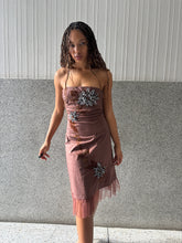 Load image into Gallery viewer, Vintage Y2K Brown Leopard Print Beaded Boob Tube Dress

