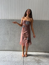 Load image into Gallery viewer, Vintage Y2K Brown Leopard Print Beaded Boob Tube Dress
