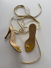 Load image into Gallery viewer, Vintage Y2K Gina Gold wrap lace up Leather Statement Heels
