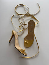 Load image into Gallery viewer, Vintage Y2K Gina Gold wrap lace up Leather Statement Heels

