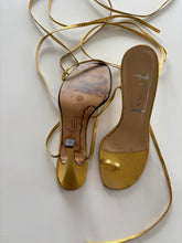 Load image into Gallery viewer, Vintage Y2K Gina Gold wrap lace up Leather Statement Heels
