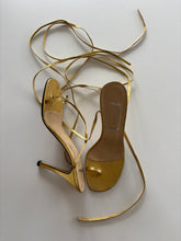 Load image into Gallery viewer, Vintage Y2K Gina Gold wrap lace up Leather Statement Heels
