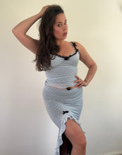 Load image into Gallery viewer, Vintage Y2K Wheels &amp; Dollbaby Baby Blue Polka Dot Skirt &amp; Top Co-ord Set

