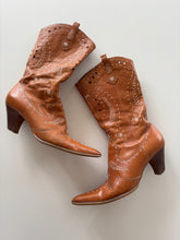 Load image into Gallery viewer, Vintage Y2K Brown Tan Leather River Island Cowboy boots

