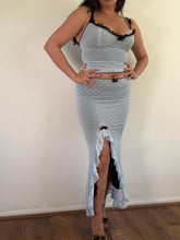 Load image into Gallery viewer, Vintage Y2K Wheels &amp; Dollbaby Baby Blue Polka Dot Skirt &amp; Top Co-ord Set
