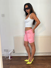 Load image into Gallery viewer, Vintage Y2K pink neon cargo river island bloomers shorts
