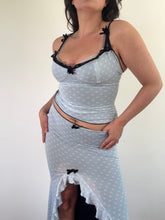 Load image into Gallery viewer, Vintage Y2K Wheels &amp; Dollbaby Baby Blue Polka Dot Skirt &amp; Top Co-ord Set

