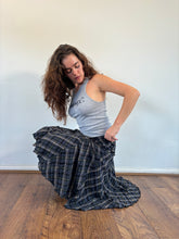 Load image into Gallery viewer, Vintage Y2K Tartan Navy Button Up Skirt
