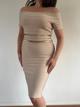 Load image into Gallery viewer, Vintage Y2K Herve Leger Beige Embellished Bandage Midi Dress
