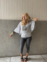 Load image into Gallery viewer, Vintage Y2K Galliano BNWT striped grey batwing Top
